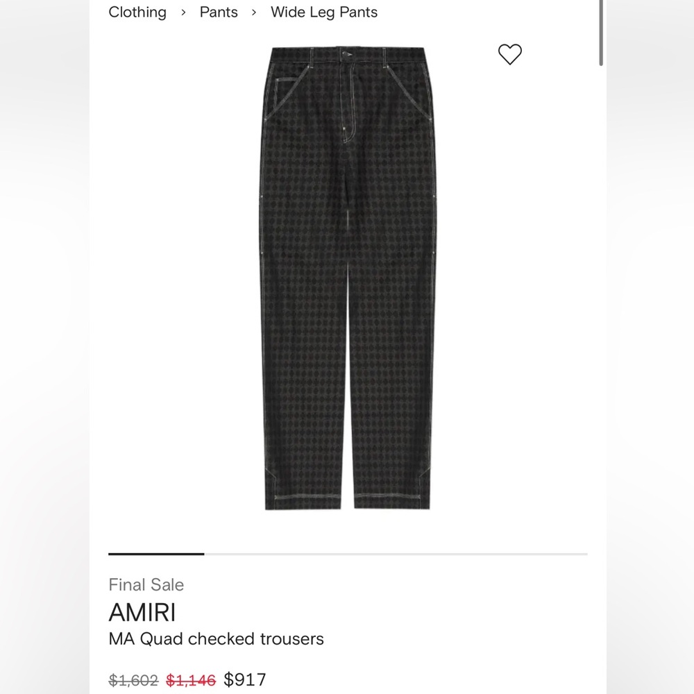 AMIRI MA Quad Checkered Trousers